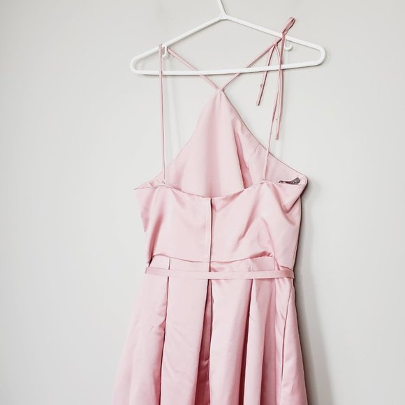 GATHER & GOWN Pink Satin Bridesmaid Formal A-Line Dress - Picture 9 of 15